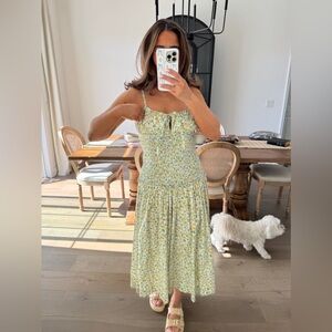 Free People Floral Midi Dress - Yellow and Green